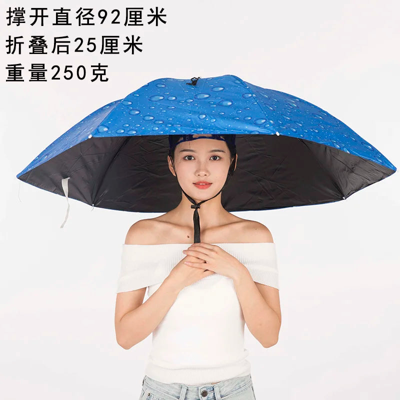 Extra Large 110cm Diameter Fishing Umbrella Hat Sunshade UV Protection Rain Cap Headwear Oversize Home Daily Use Umbrella