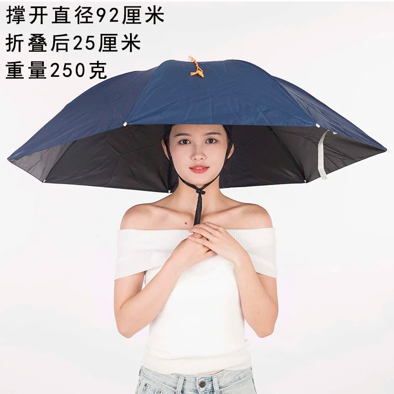 Extra Large 110cm Diameter Fishing Umbrella Hat Sunshade UV Protection Rain Cap Headwear Oversize Home Daily Use Umbrella