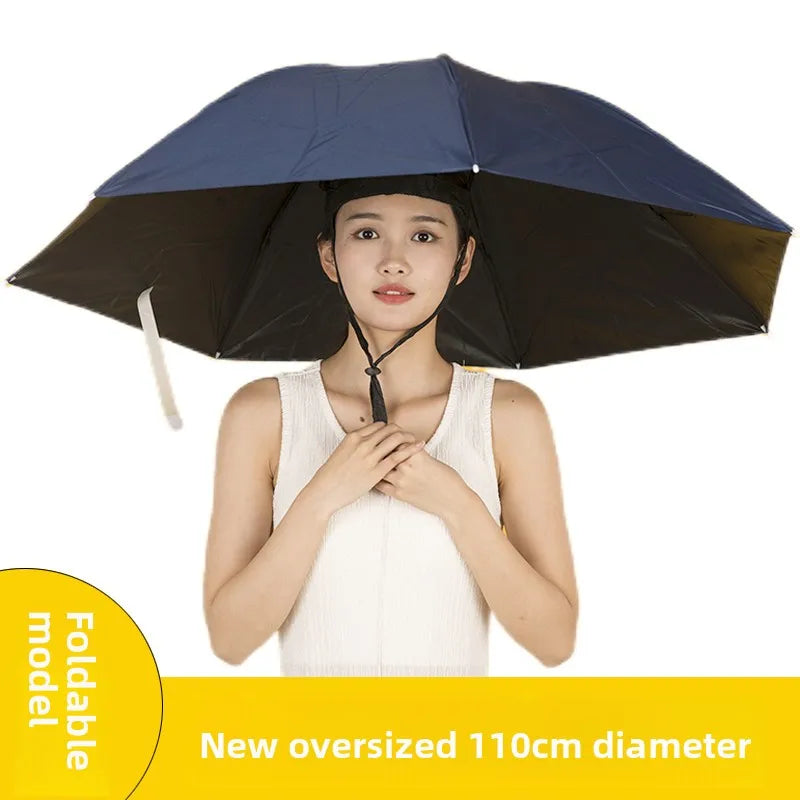 Extra Large 110cm Diameter Fishing Umbrella Hat Sunshade UV Protection Rain Cap Headwear Oversize Home Daily Use Umbrella