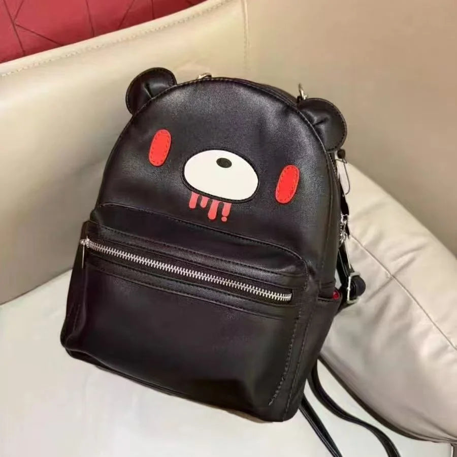 Violented Bear Cartoon Backpack Cute Gloomyed Bear Travel Student Computer Backpack With Pockets For Casual Daily Use School