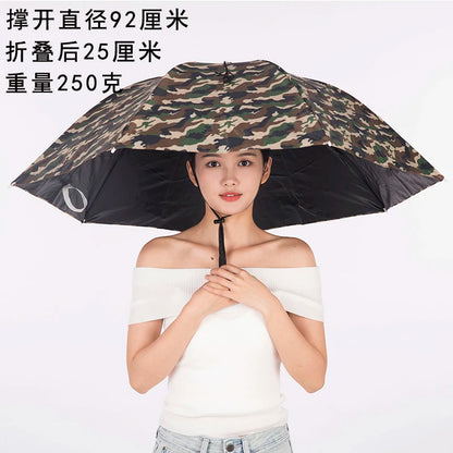 Extra Large 110cm Diameter Fishing Umbrella Hat Sunshade UV Protection Rain Cap Headwear Oversize Home Daily Use Umbrella