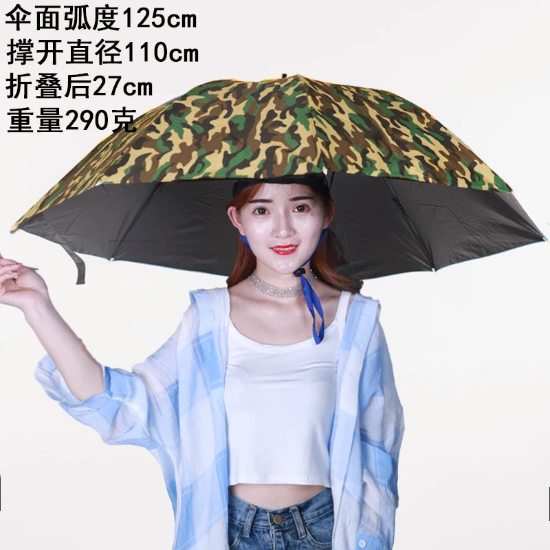 Extra Large 110cm Diameter Fishing Umbrella Hat Sunshade UV Protection Rain Cap Headwear Oversize Home Daily Use Umbrella