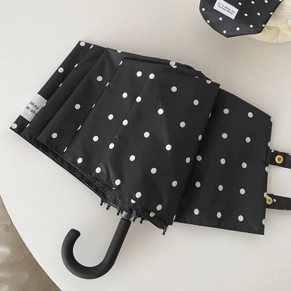 UV Protection Polka Dot Folding Umbrella Lightweight Beach Sun Rain Umbrella Compact Portable Travel Outdoor Umbrella Daily Use
