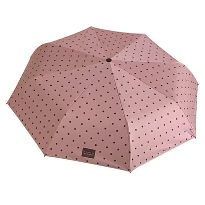 UV Protection Polka Dot Folding Umbrella Lightweight Beach Sun Rain Umbrella Compact Portable Travel Outdoor Umbrella Daily Use