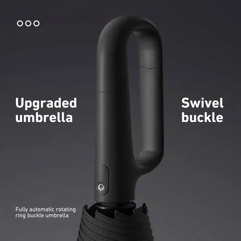 Automatic Folding Umbrella, Windproof & Waterproof Portable Rain Umbrella with Wrist Strap for Men & Women
