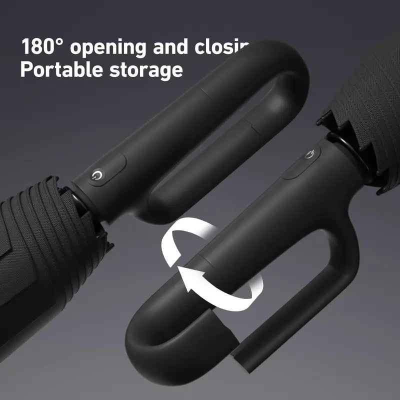 Automatic Folding Umbrella, Windproof & Waterproof Portable Rain Umbrella with Wrist Strap for Men & Women