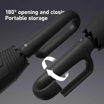 Automatic Folding Umbrella, Windproof & Waterproof Portable Rain Umbrella with Wrist Strap for Men & Women